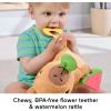 imageFisherPrice Baby Sensory Toy Snuggly Snacky Capybara Plush with Newborn Teether ampamp Rattle Activities for Infants Ages 3 Months