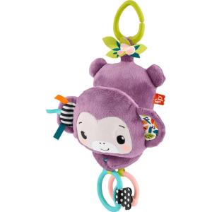 imageFisherPrice Baby Stroller Toy Sing ampamp Go Purple Monkey Musical Sensory Plush with Crinkle ampamp Clackers for Newborns from BirthStroller Toy