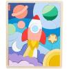 imageFisherPrice Wood Preschool Toy Space Blocks Jigsaw Puzzle 42 Wooden Pieces for Stacking ampamp Sorting Play Kids Ages 3 Years