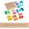 imageFisherPrice Wood Toddler Toy Interlocking Blocks Stacking Jigsaw Puzzle with 20 Wooden Pieces for Kids Ages 18 Months
