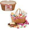 imageFisherPrice Wood Pretend Play Toy Picnic Basket 31Piece Wooden Food Playset for Preschool Kids Ages 3 Years