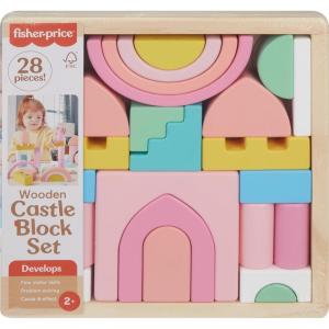 imageFisherPrice Wood Toddler Toy Castle Block Set 28 Wooden Pieces for Stacking Developmental Play Preschool Kids Ages 2 Years
