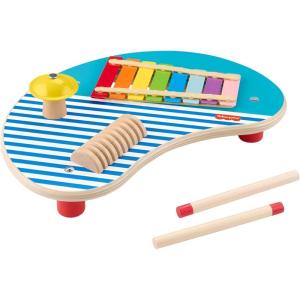 imageFisherPrice Wood Toddler Toy Musical Table 3Piece Wooden Percussion Instrument for Developmental Play Kids Ages 2 Years