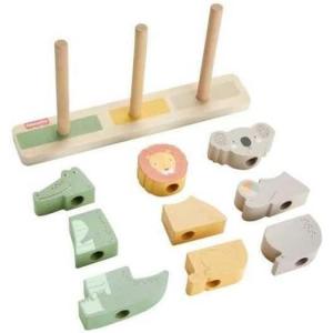imageFisherPrice Wood Baby Toy Stack ampamp Sort Animals 10 Wooden Pieces for Developmental Play for Infants ampamp Toddlers Ages 1 Years
