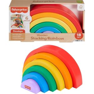 imageFisherPrice Wood Toddler Toy Stacking Rainbow 6 Colorful Wooden Pieces for Building Developmental Play Kids Ages 18 Months