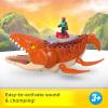 imageFisherPrice Imaginext Jurassic World Rebirth Aquachomp Chase Mosasaurus 18inch Dinosaur Toy with 3inch Action Figure Launcher Boat ampamp 2 Projectiles