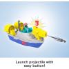 imageFisherPrice Imaginext Jurassic World Rebirth Aquachomp Chase Mosasaurus 18inch Dinosaur Toy with 3inch Action Figure Launcher Boat ampamp 2 Projectiles