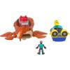 imageFisherPrice Imaginext Jurassic World Rebirth Aquachomp Chase Mosasaurus 18inch Dinosaur Toy with 3inch Action Figure Launcher Boat ampamp 2 Projectiles