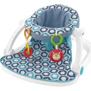 imageFisherPrice Portable Baby Chair Darling Dots SitMeUp Floor Seat with BPAFree Teether ampamp Clacker Newborn Developmental ToysBlue