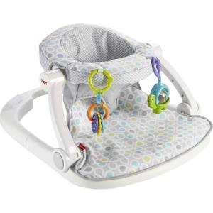 imageFisherPrice Portable Baby Chair Darling Dots SitMeUp Floor Seat with BPAFree Teether ampamp Clacker Newborn Developmental ToysGrey