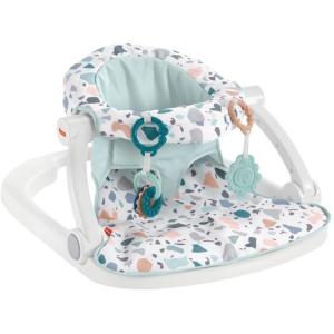 imageFisherPrice Portable Baby Chair Darling Dots SitMeUp Floor Seat with BPAFree Teether ampamp Clacker Newborn Developmental ToysPacific Pebble