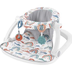 imageFisherPrice Portable Baby Chair Darling Dots SitMeUp Floor Seat with BPAFree Teether ampamp Clacker Newborn Developmental ToysRainbow Showers