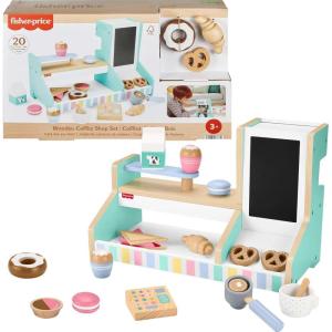 imageFisherPrice Wood Pretend Play Toy Ice Cream Shop Set 18Piece Wooden Food Playset for Preschool Kids Ages 3 YearsCoffee Shop