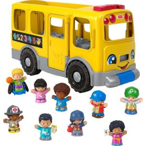 imageFisherPrice Little People Toddler Toy Big Yellow School Bus ampamp Community Heroes Set Musical PullAlong Vehicle ampamp Figures for Kids Ages 1 Years