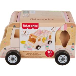 imageFisherPrice Wood Toddler Toy Ice Cream Truck Shape Sorter Set 9 Wooden Pieces for Developmental Play Kids Ages 18 Months