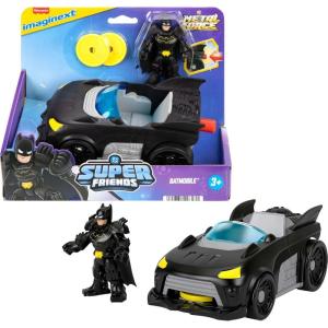 imageFisherPrice Imaginext DC Super Friends Metal Force Batmobile Toy Car 3inch Batman Action Figure ampamp Accessories Set Includes Launcher ampamp 2 Discs