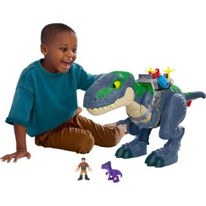 imageFisherPrice Imaginext Jurassic World Rebirth Dinosaur Playset Ultimate Action Chomp T rex 18inch Dino Toy with Lights Sounds Motion ampamp 2 3inch Action Figures
