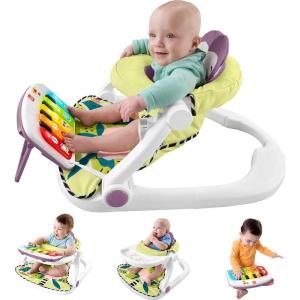 imageFisherPrice Portable Baby Chair Kick ampamp Play Deluxe SitMeUp Seat with Piano Learning Toy ampamp Tray for Infants to Toddlers Purple Monkey