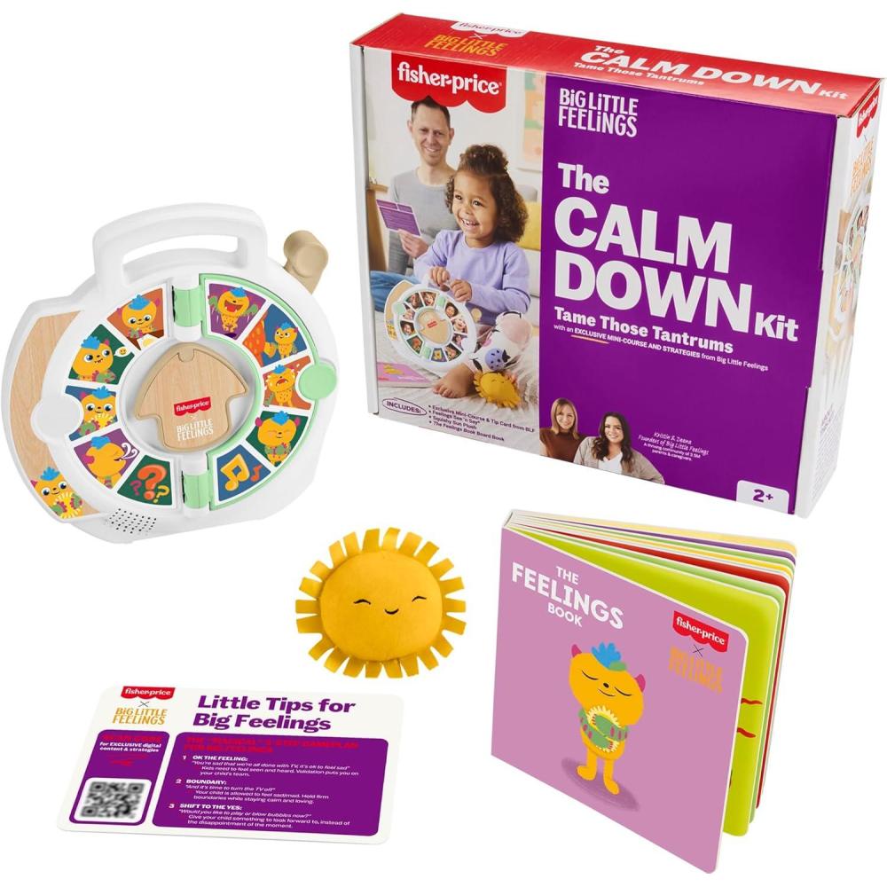 imageFisherPrice Toddler Toys Big Little Feelings Calm Down Kit 4Piece Set of Activities ampamp Parenting Tips for Social Emotional Development Kids Ages 2 Years