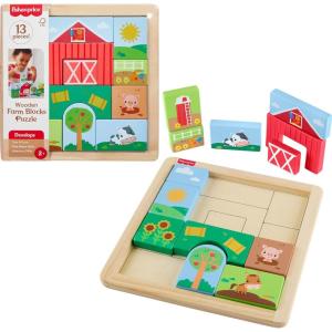 image:imageFisherPrice Wood Toddler Toy Farm Blocks Puzzle 14Piece Wooden Activity for Developmental Play Preschool Kids Ages 2 Years