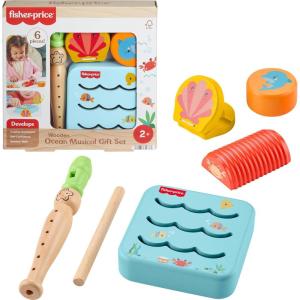 image:imageFisherPrice Wood Toddler Toys Ocean Musical Instruments Set 6 Wooden Pieces for Creative Play Preschool Kids Ages 2 Years