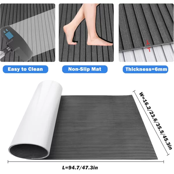 imageBoat Flooring EVA Foam Boat Decking Camo 94quotx45quot35quot23quot NonSlip Boat Mat SelfAdhesive Foam Boat Deck Flooring Carpet Mat Rolls for Kayak Deck Boat Yacht Flooring MotorboatDdark Grey