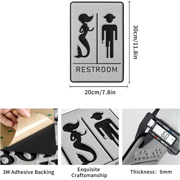 imageEVA Foam Boat Restroom Wall Decor Mermaid Sign 3M Selfadhesive Nautical Bathroom Door Decor Rustic Beach Bathroom Sign Nautical Boat Coastal Theme Decoration Sign for BoatHome8x12 inBrownRESTROOMGray
