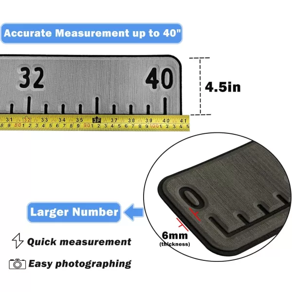 imageEVA Foam Fish Ruler for Boat 40in Fish Measuring Ruler with SelfAdhesive Backing for Fishing Kayaks Accessories Fish Ruler Measurement Sticker Tool for Fish Boat 40quot Fish RulerDark Grey