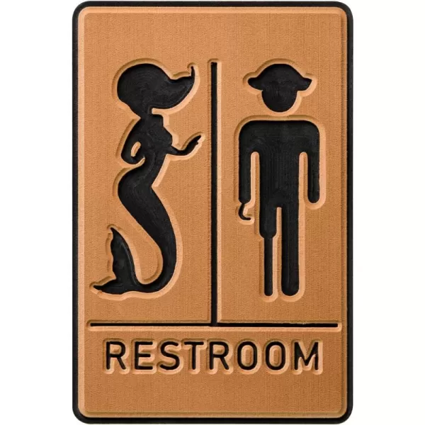 imageEVA Foam Boat Restroom Wall Decor Mermaid Sign 3M Selfadhesive Nautical Bathroom Door Decor Rustic Beach Bathroom Sign Nautical Boat Coastal Theme Decoration Sign for BoatHome8x12 inBrownRESTROOMBrown