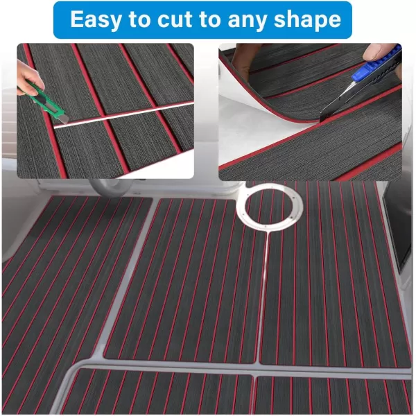 imageBoat Flooring EVA Foam Boat Decking 94x453516 Faux Teak Marine Carpet Boat Flooring NonSlip SelfAdhesive Foam Boat Deck Mat Rolls Sheet for MotorBoats Pontoon Yacht Jon Boat FloorAdark Grey With Red Seam