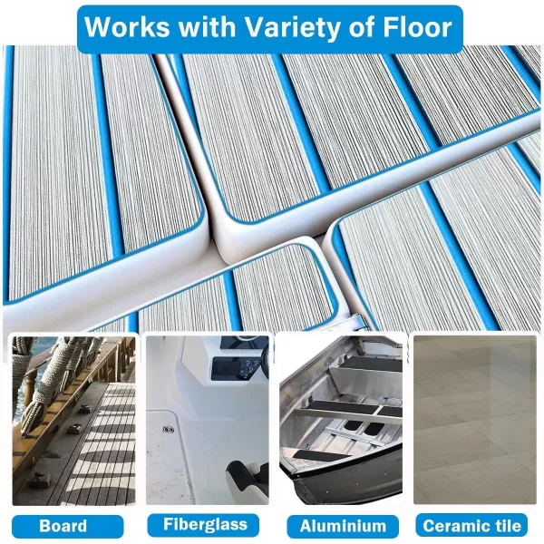 imageBoat Flooring EVA Foam Boat Decking 94x453516 Faux Teak Marine Carpet Boat Flooring NonSlip SelfAdhesive Foam Boat Deck Mat Rolls Sheet for MotorBoats Pontoon Yacht Jon Boat FloorALight Grey with Blue Seam