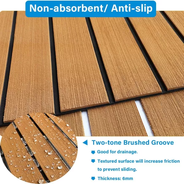 imageBoat Flooring EVA Foam Boat Decking 94x453516 Faux Teak Marine Carpet Boat Flooring NonSlip SelfAdhesive Foam Boat Deck Mat Rolls Sheet for MotorBoats Pontoon Yacht Jon Boat FloorBrown With Black Seam