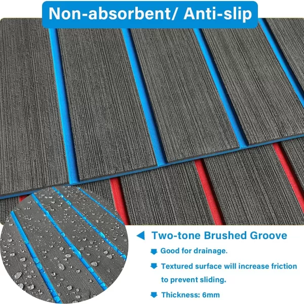 imageBoat Flooring EVA Foam Boat Decking 94x453516 Faux Teak Marine Carpet Boat Flooring NonSlip SelfAdhesive Foam Boat Deck Mat Rolls Sheet for MotorBoats Pontoon Yacht Jon Boat FloorAdark Grey With Blue Seam