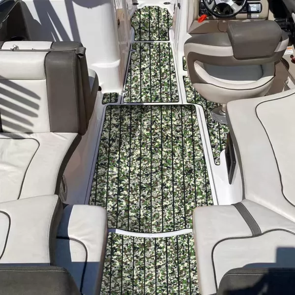 imageBoat Flooring EVA Foam Boat Decking 94x453516 Faux Teak Marine Carpet Boat Flooring NonSlip SelfAdhesive Foam Boat Deck Mat Rolls Sheet for MotorBoats Pontoon Yacht Jon Boat FloorCamo Jungle with Black Seam