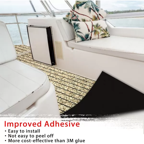 imageBoat Flooring EVA Foam Boat Decking 94x453516 Faux Teak Marine Carpet Boat Flooring NonSlip SelfAdhesive Foam Boat Deck Mat Rolls Sheet for MotorBoats Pontoon Yacht Jon Boat FloorCamo Desert with Black Seam