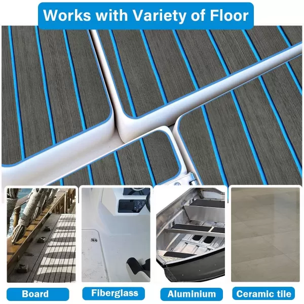 imageBoat Flooring EVA Foam Boat Decking 94x453516 Faux Teak Marine Carpet Boat Flooring NonSlip SelfAdhesive Foam Boat Deck Mat Rolls Sheet for MotorBoats Pontoon Yacht Jon Boat FloorAdark Grey With Blue Seam