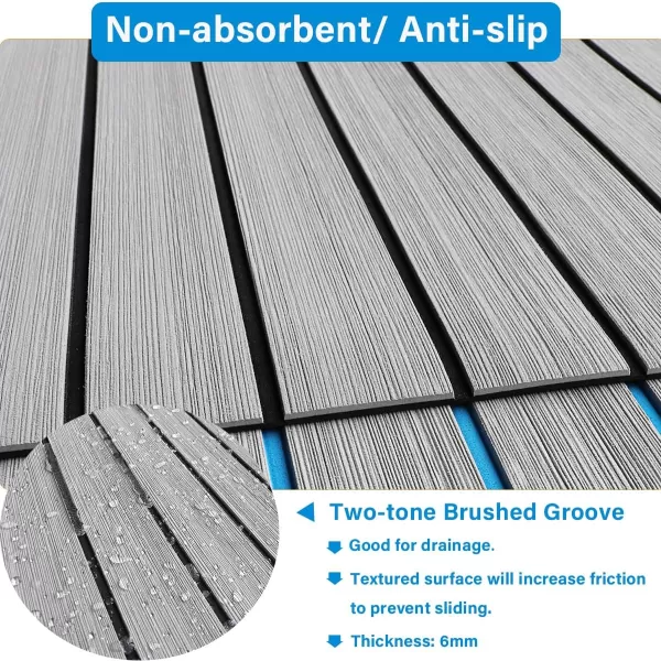 imageBoat Flooring EVA Foam Boat Decking 94x453516 Faux Teak Marine Carpet Boat Flooring NonSlip SelfAdhesive Foam Boat Deck Mat Rolls Sheet for MotorBoats Pontoon Yacht Jon Boat FloorALight Grey with Black Seam