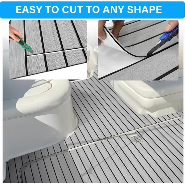 imageBoat Flooring EVA Foam Boat Decking 94x453516 Faux Teak Marine Carpet Boat Flooring NonSlip SelfAdhesive Foam Boat Deck Mat Rolls Sheet for MotorBoats Pontoon Yacht Jon Boat FloorALight Grey with Black Seam
