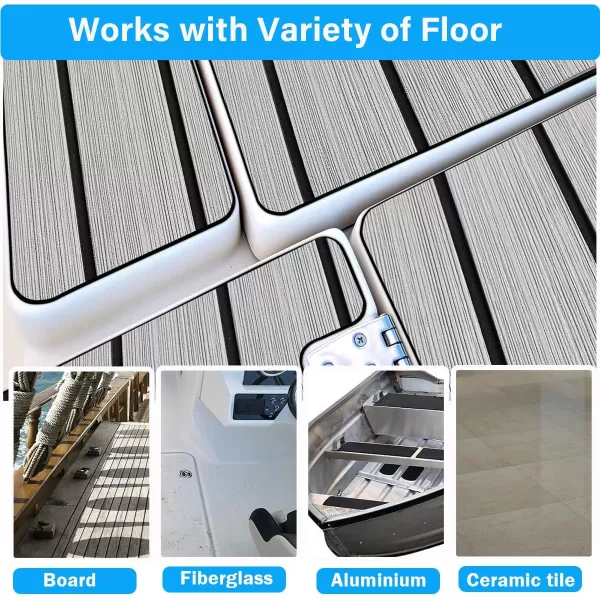 imageBoat Flooring EVA Foam Boat Decking 94x453516 Faux Teak Marine Carpet Boat Flooring NonSlip SelfAdhesive Foam Boat Deck Mat Rolls Sheet for MotorBoats Pontoon Yacht Jon Boat FloorALight Grey with Black Seam