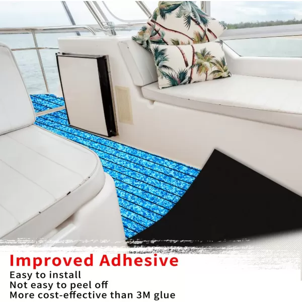 imageBoat Flooring EVA Foam Boat Decking 94x453516 Faux Teak Marine Carpet Boat Flooring NonSlip SelfAdhesive Foam Boat Deck Mat Rolls Sheet for MotorBoats Pontoon Yacht Jon Boat FloorCamo Ocean With Black Seam