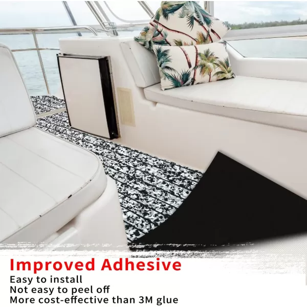 imageBoat Flooring EVA Foam Boat Decking 94x453516 Faux Teak Marine Carpet Boat Flooring NonSlip SelfAdhesive Foam Boat Deck Mat Rolls Sheet for MotorBoats Pontoon Yacht Jon Boat FloorCamo Snow With Black Seam