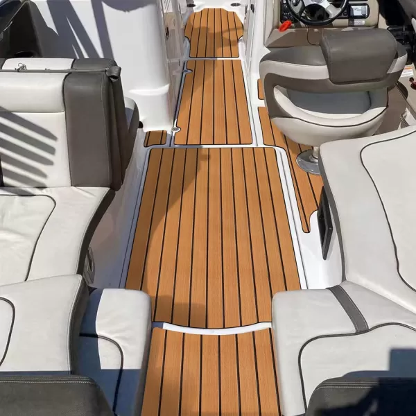 imageBoat Flooring EVA Foam Boat Decking 94x453516 Faux Teak Marine Carpet Boat Flooring NonSlip SelfAdhesive Foam Boat Deck Mat Rolls Sheet for MotorBoats Pontoon Yacht Jon Boat FloorBrown With Black Seam