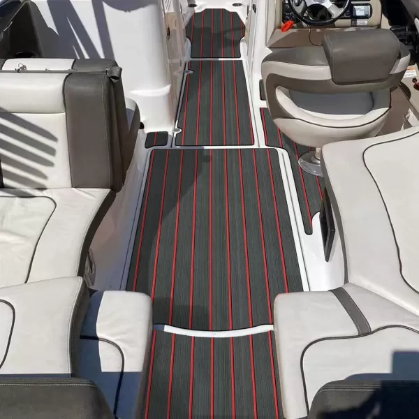 imageBoat Flooring EVA Foam Boat Decking 94x453516 Faux Teak Marine Carpet Boat Flooring NonSlip SelfAdhesive Foam Boat Deck Mat Rolls Sheet for MotorBoats Pontoon Yacht Jon Boat FloorAdark Grey With Red Seam