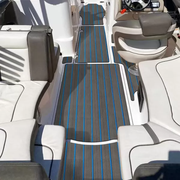 imageBoat Flooring EVA Foam Boat Decking 94x453516 Faux Teak Marine Carpet Boat Flooring NonSlip SelfAdhesive Foam Boat Deck Mat Rolls Sheet for MotorBoats Pontoon Yacht Jon Boat FloorAdark Grey With Blue Seam