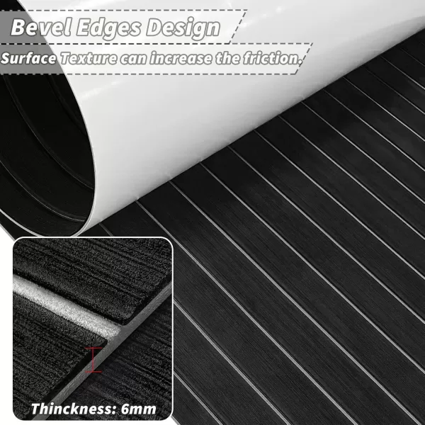 imageBoat Flooring EVA Foam Boat Floor Boat Decking Faux Teak Marine Carpet SelfAdhesive NonSlip for Swim Platform Jon Boat Motorboat RV Yacht Kayak Pontoon 94x45352116Black with Light Grey Seam