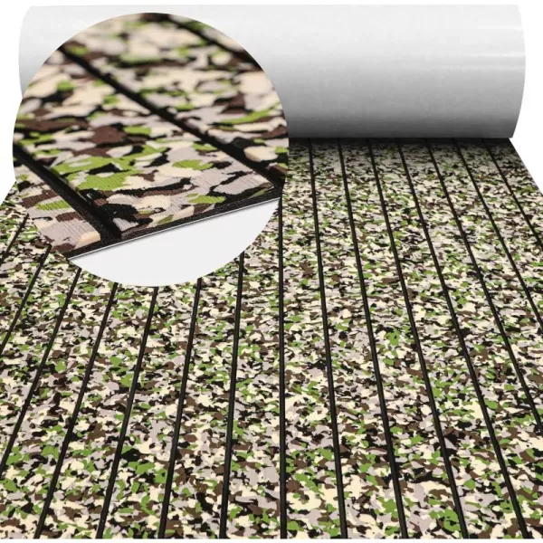 imageBoat Flooring EVA Foam Boat Decking 94x453516 Faux Teak Marine Carpet Boat Flooring NonSlip SelfAdhesive Foam Boat Deck Mat Rolls Sheet for MotorBoats Pontoon Yacht Jon Boat FloorCamo Jungle with Black Seam