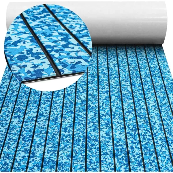 imageBoat Flooring EVA Foam Boat Decking 94x453516 Faux Teak Marine Carpet Boat Flooring NonSlip SelfAdhesive Foam Boat Deck Mat Rolls Sheet for MotorBoats Pontoon Yacht Jon Boat FloorCamo Ocean With Black Seam