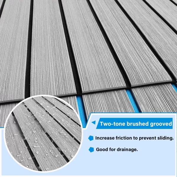 image3M Boat Flooring EVA Foam Boat Decking 94x45in Self Adhesive Boat Mat Sheet NonSlip Faux Teak Boat Flooring Deck for Yacht Fish Pontoon Boat FloorGray with Black Seam