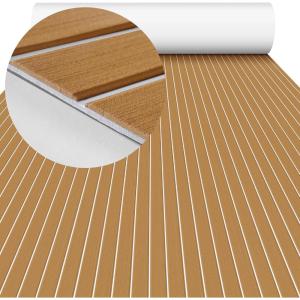 imageBoat Flooring EVA Foam Boat Decking 94quot x705645quot35quot NonSlip Boat Mat SelfAdhesive Foam Boat Deck Flooring Faux Teak Marine Mat for Pontoon Swim Platform Kayak Deck Yacht Jon BoatBrown with White Seam