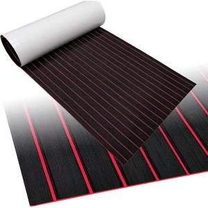 imageBoat Flooring EVA Foam Boat Decking 94quot x705645quot35quot NonSlip Boat Mat SelfAdhesive Foam Boat Deck Flooring Faux Teak Marine Mat for Pontoon Swim Platform Kayak Deck Yacht Jon BoatBlack with Red Seam